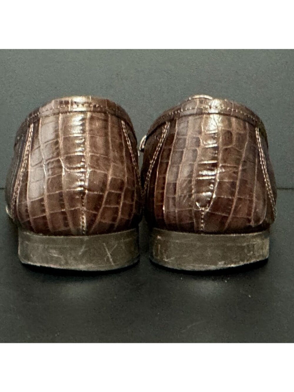 ALLEN EDMONDS Verona II Italian Loafer Crocodile Embossed Leather Brown Size 13D - Picture 11 of 15